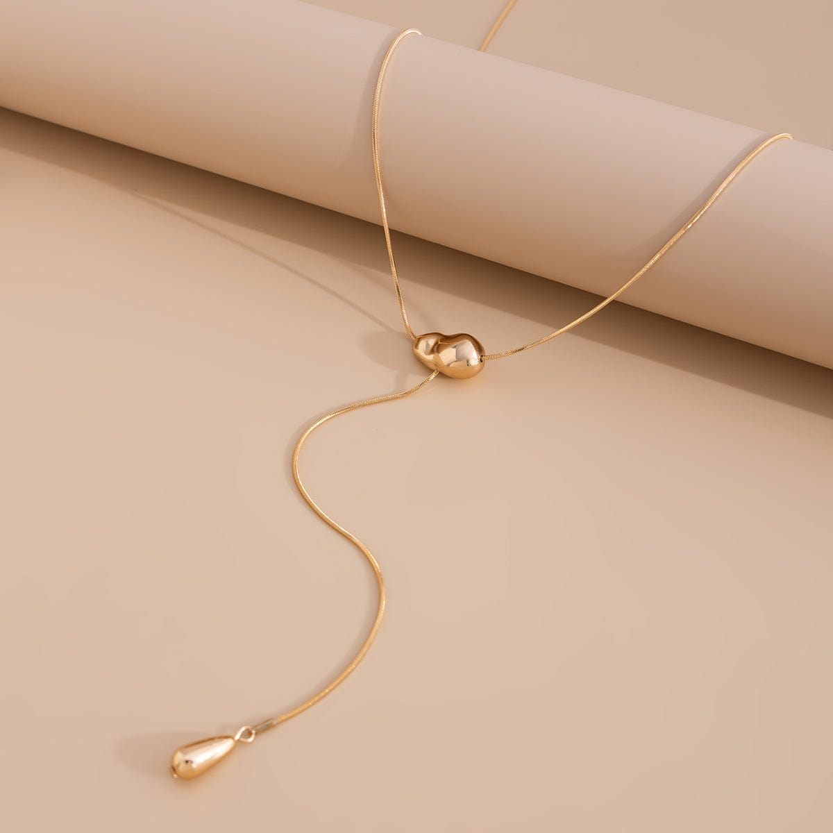 Minimalist Waterdrop Pendant Long Chain Y Necklace - ArtGalleryZen