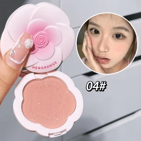 Monochrome Flower Shimmer Powder Blusher - ArtGalleryZen