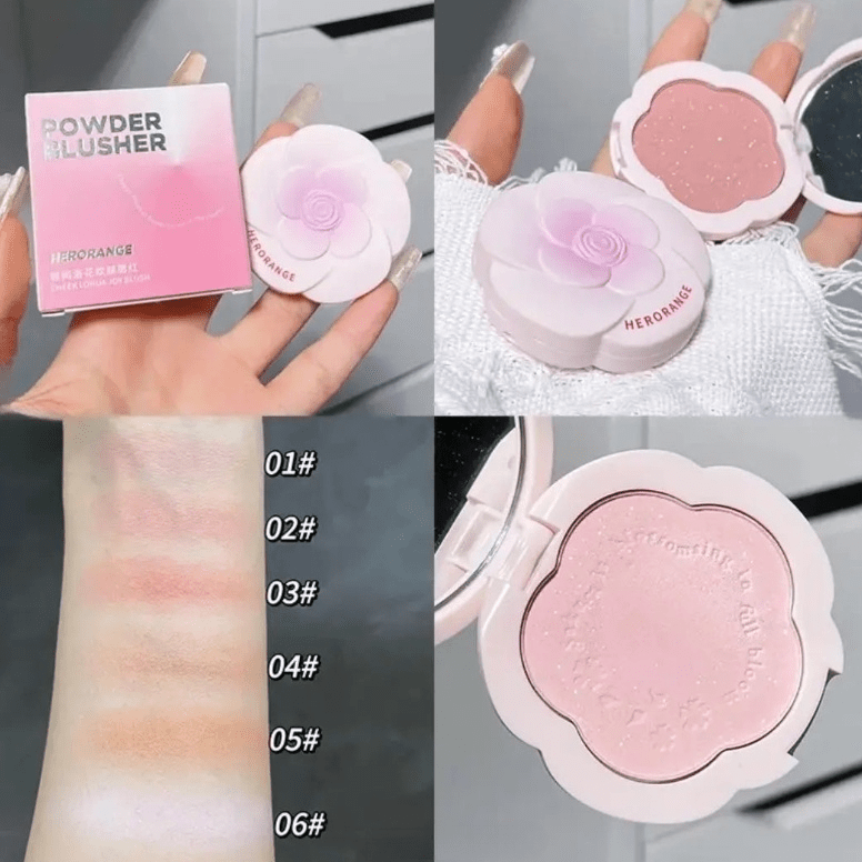 Monochrome Flower Shimmer Powder Blusher - ArtGalleryZen