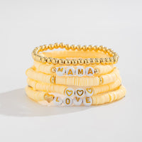 Thumbnail for Mother's Day Heart Letter Polymer Clay Beaded Bracelet Set - ArtGalleryZen