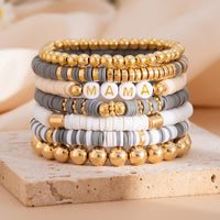 Thumbnail for Mother's Day Theme 7pcs Heart Letter Polymer Clay Beaded Bracelet Set - ArtGalleryZen