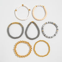 Thumbnail for Mother's Day Theme 7pcs Heart Letter Polymer Clay Beaded Bracelet Set - ArtGalleryZen