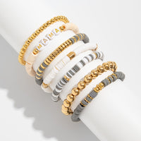 Thumbnail for Mother's Day Theme 7pcs Heart Letter Polymer Clay Beaded Bracelet Set - ArtGalleryZen