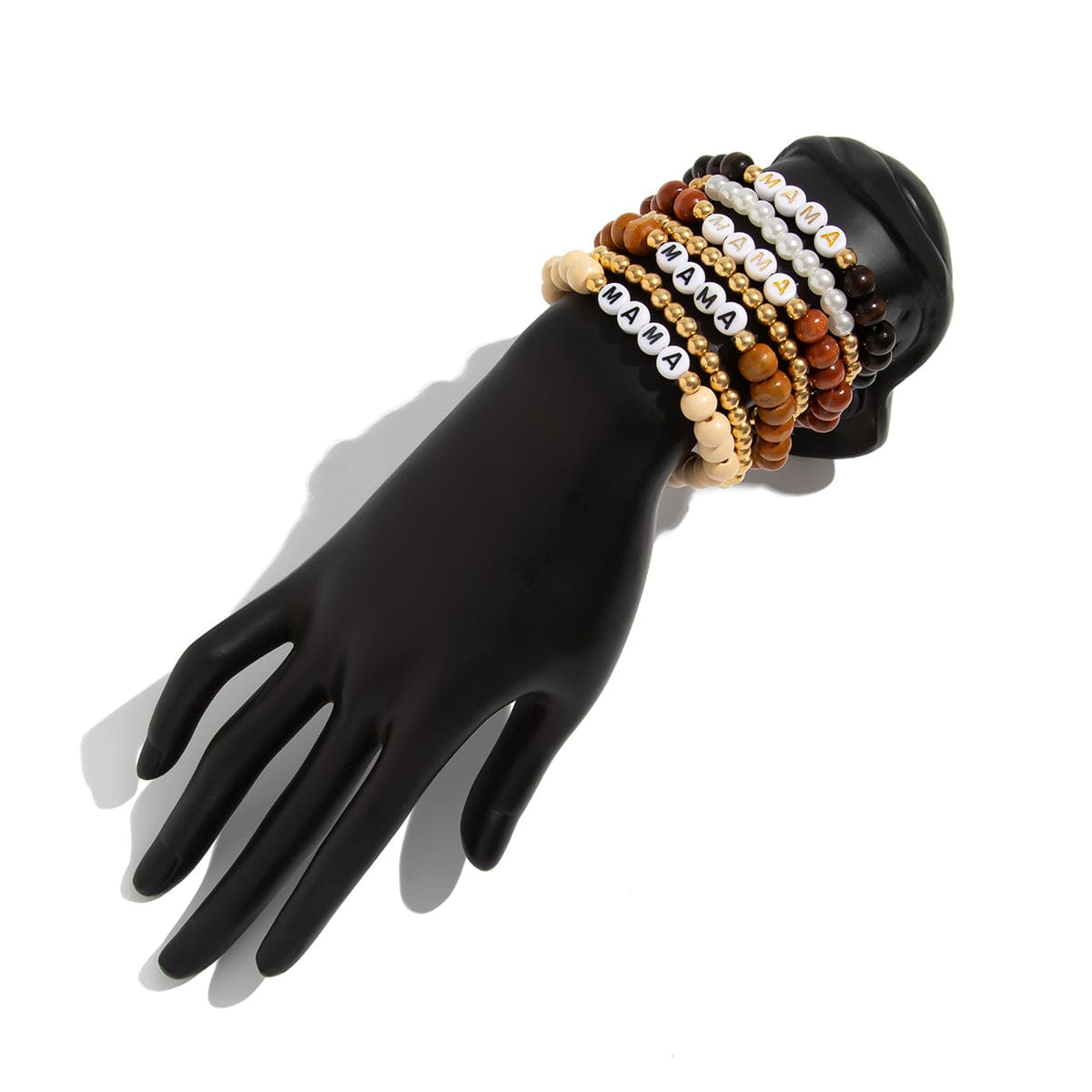 Mother's Day Theme 7pcs Letter Wood Beaded Bracelet Set - ArtGalleryZen