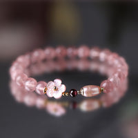 Thumbnail for Natural Pink Crystal Cherry Blossom Bracelet - ArtGalleryZen