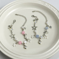 Thumbnail for Newly 2 Pcs Heart Star Tassel Crystal Pearl Chain Bracelet Set