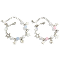 Thumbnail for Newly 2 Pcs Heart Star Tassel Crystal Pearl Chain Bracelet Set