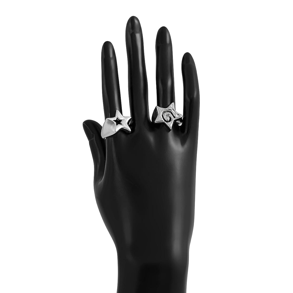 Newly 2Pcs Hollow Star Spiral Open Ring Set - ArtGalleryZen