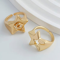 Thumbnail for Newly 2Pcs Hollow Star Spiral Open Ring Set - ArtGalleryZen