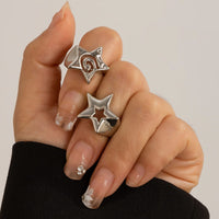 Thumbnail for Newly 2Pcs Hollow Star Spiral Open Ring Set - ArtGalleryZen
