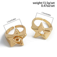 Thumbnail for Newly 2Pcs Hollow Star Spiral Open Ring Set