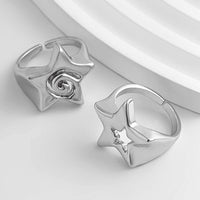 Thumbnail for Newly 2Pcs Hollow Star Spiral Open Ring Set