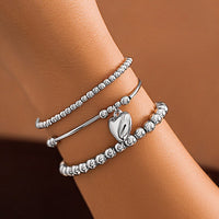 Thumbnail for Newly 3pcs Silver Plated Heart Pendant Ball Chain Bracelet Set - ArtGalleryZen