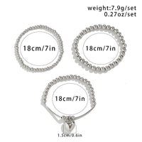 Thumbnail for Newly 3pcs Silver Plated Heart Pendant Ball Chain Bracelet Set - ArtGalleryZen