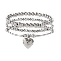 Thumbnail for Newly 3pcs Silver Plated Heart Pendant Ball Chain Bracelet Set - ArtGalleryZen