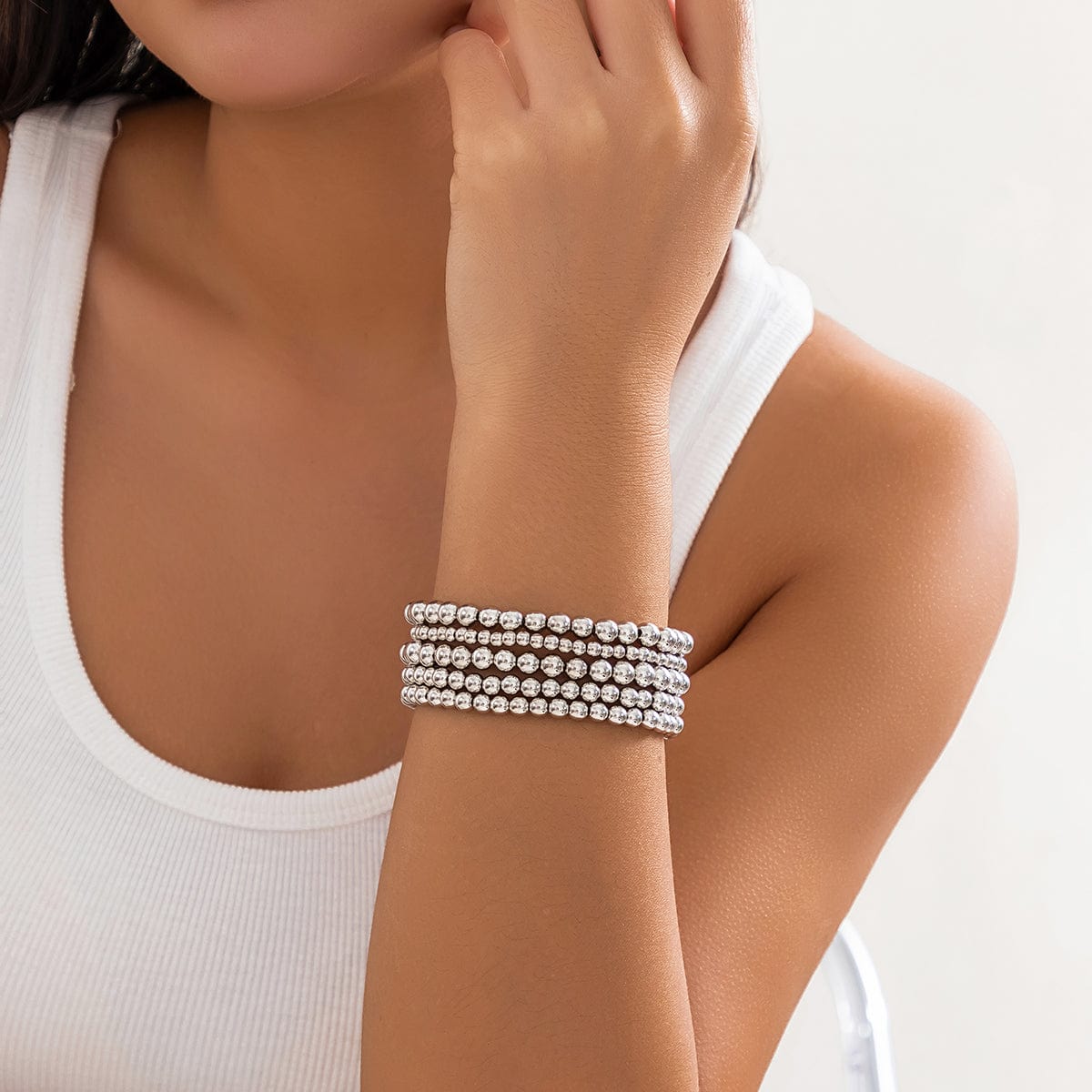 Newly 5pcs Gold Silver Plated Ball Chain Bracelet Set - ArtGalleryZen