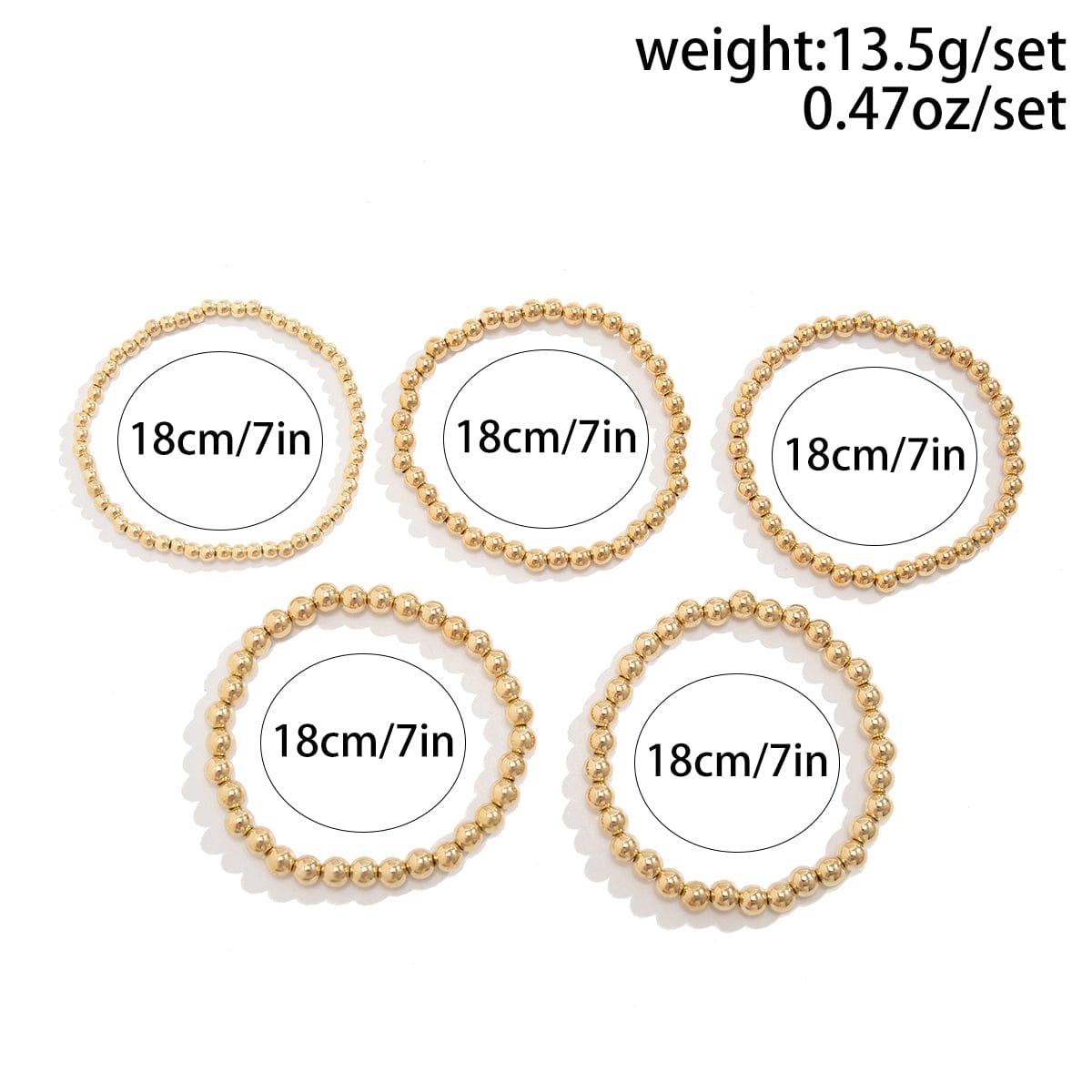 Newly 5pcs Gold Silver Plated Ball Chain Bracelet Set - ArtGalleryZen