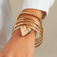 Thumbnail for Newly 5pcs Heart Pendant Ball Chain Bangle Bracelet Set - ArtGalleryZen