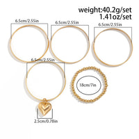 Thumbnail for Newly 5pcs Heart Pendant Ball Chain Bangle Bracelet Set - ArtGalleryZen