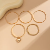 Thumbnail for Newly 5pcs Heart Pendant Ball Chain Bangle Bracelet Set