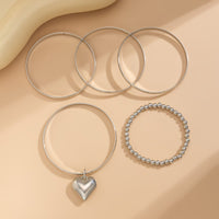 Thumbnail for Newly 5pcs Heart Pendant Ball Chain Bangle Bracelet Set