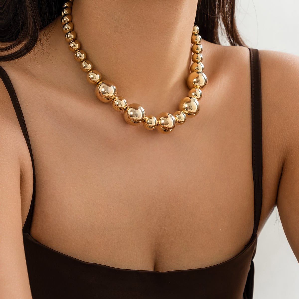 Newly Chunky Two Tone Ball Chain Choker Necklace - ArtGalleryZen