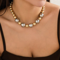 Thumbnail for Newly Chunky Two Tone Ball Chain Choker Necklace - ArtGalleryZen