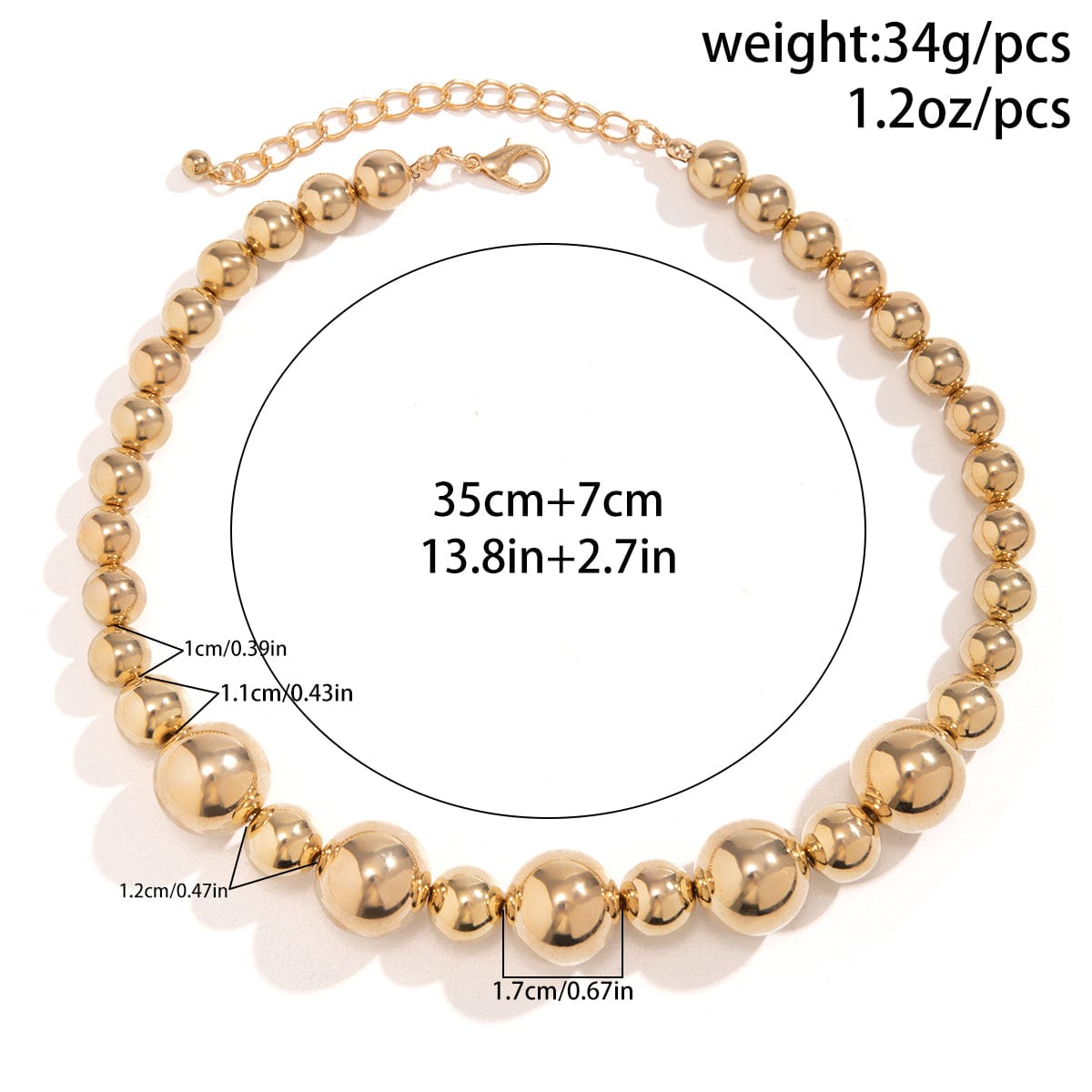 Newly Chunky Two Tone Ball Chain Choker Necklace - ArtGalleryZen