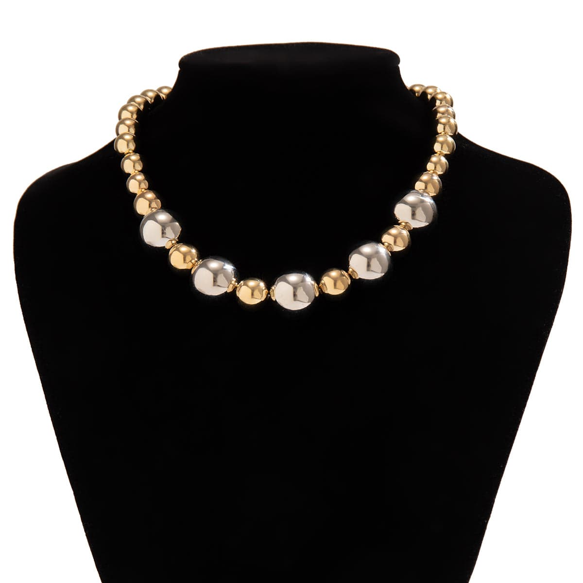 Newly Chunky Two Tone Ball Chain Choker Necklace - ArtGalleryZen