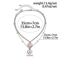 Thumbnail for Newly Double Layered Rabbit Pattern Heart Pendant Ball Chain Necklace Set - ArtGalleryZen