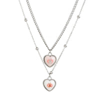 Thumbnail for Newly Double Layered Rabbit Pattern Heart Pendant Ball Chain Necklace Set - ArtGalleryZen