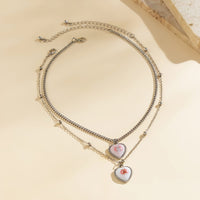 Thumbnail for Newly Double Layered Rabbit Pattern Heart Pendant Ball Chain Necklace Set - ArtGalleryZen