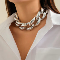 Thumbnail for Newly Gold Silver Plated Chunky Curb Chain Choker Necklace - ArtGalleryZen