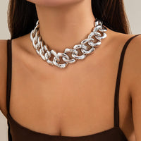 Thumbnail for Newly Gold Silver Plated Curb Chain Choker Necklace - ArtGalleryZen