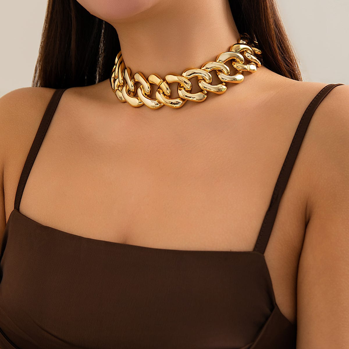 Newly Gold Silver Plated Curb Chain Choker Necklace - ArtGalleryZen