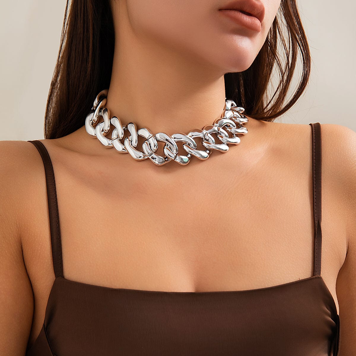 Newly Gold Silver Plated Curb Chain Choker Necklace - ArtGalleryZen
