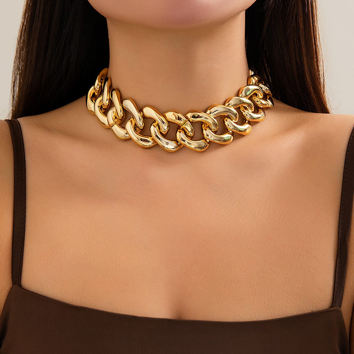 Newly Gold Silver Plated Curb Chain Choker Necklace - ArtGalleryZen