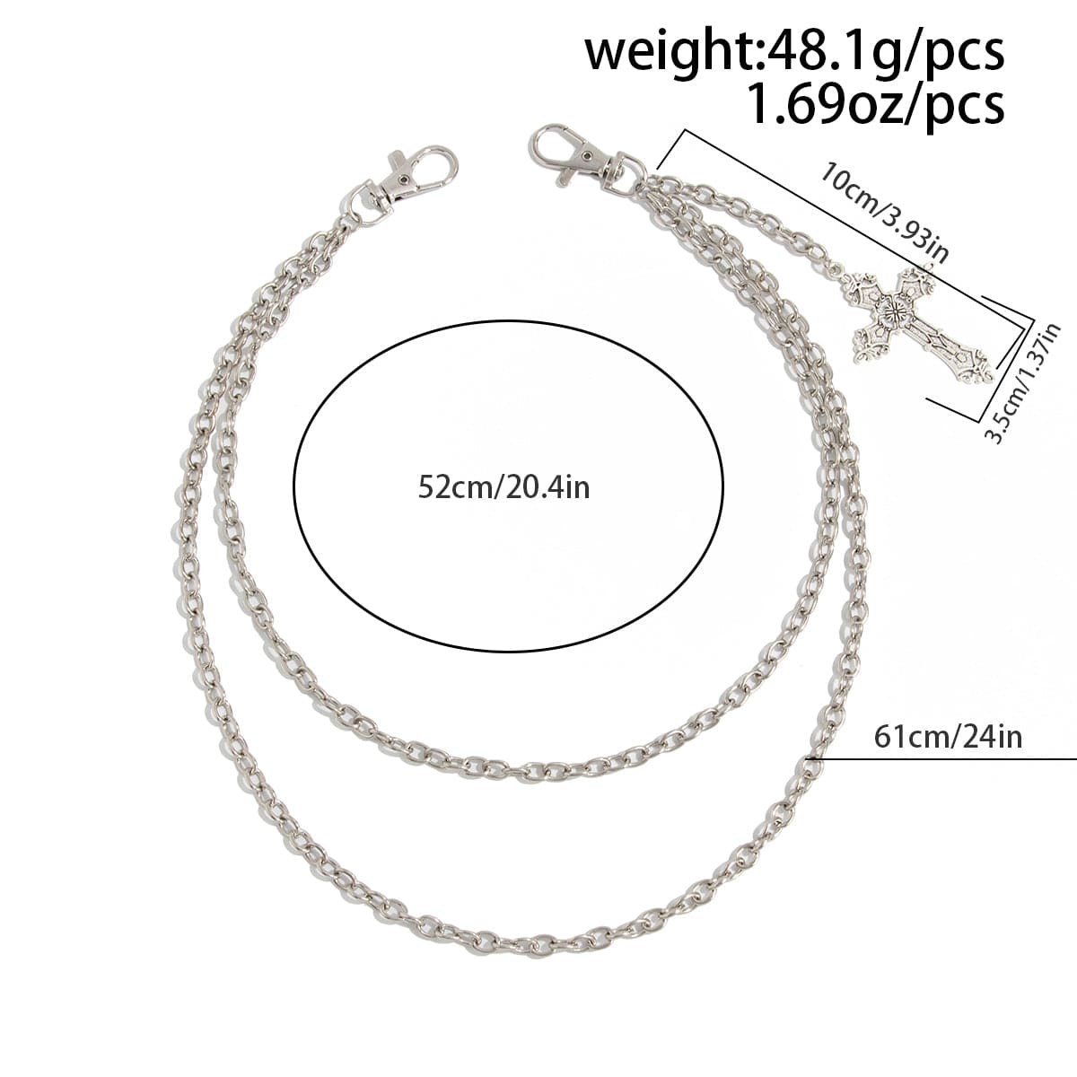 Newly Layered Relief Cross Pendant Trouser Chain - ArtGalleryZen