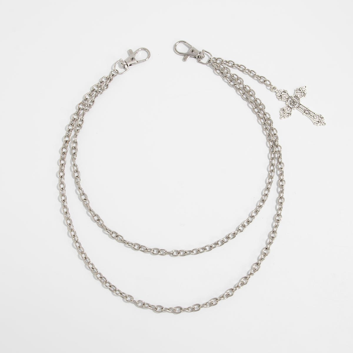 Newly Layered Relief Cross Pendant Trouser Chain - ArtGalleryZen
