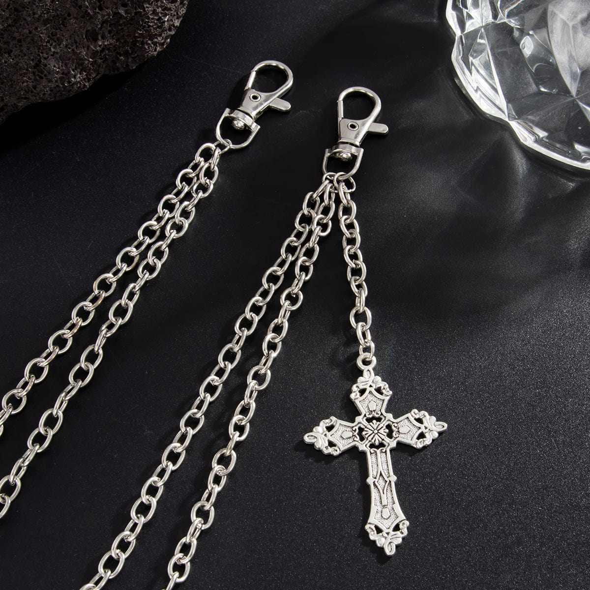 Newly Layered Relief Cross Pendant Trouser Chain - ArtGalleryZen