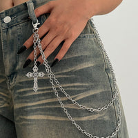 Thumbnail for Newly Layered Relief Cross Pendant Trouser Chain - ArtGalleryZen