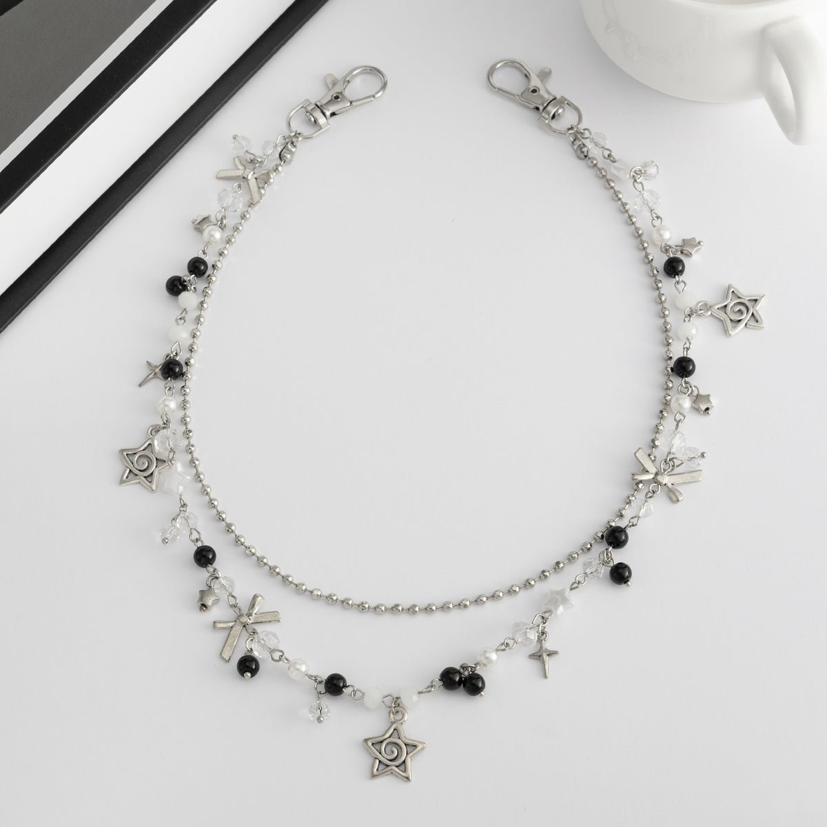 Newly Layered Star Bowknot Charm Glass Bead Trouser Chain - ArtGalleryZen