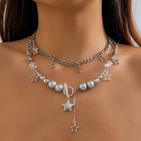 Thumbnail for Newly Layered Toggle Clasp Star Tassel Ball Chain Necklace Set - ArtGalleryZen