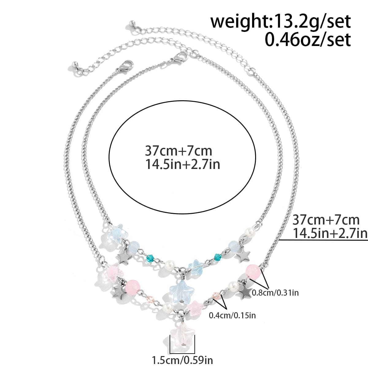 Newly Two Tone Layered Star Pendant Pearl Necklace - ArtGalleryZen