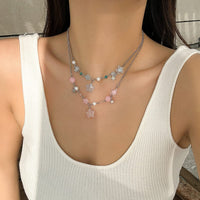 Thumbnail for Newly Two Tone Layered Star Pendant Pearl Necklace - ArtGalleryZen