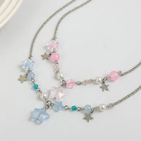 Thumbnail for Newly Two Tone Layered Star Pendant Pearl Necklace - ArtGalleryZen