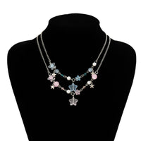Thumbnail for Newly Two Tone Layered Star Pendant Pearl Necklace - ArtGalleryZen