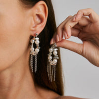 Thumbnail for Newly Pearl Beaded Tassel Chain Earrings - ArtGalleryZen