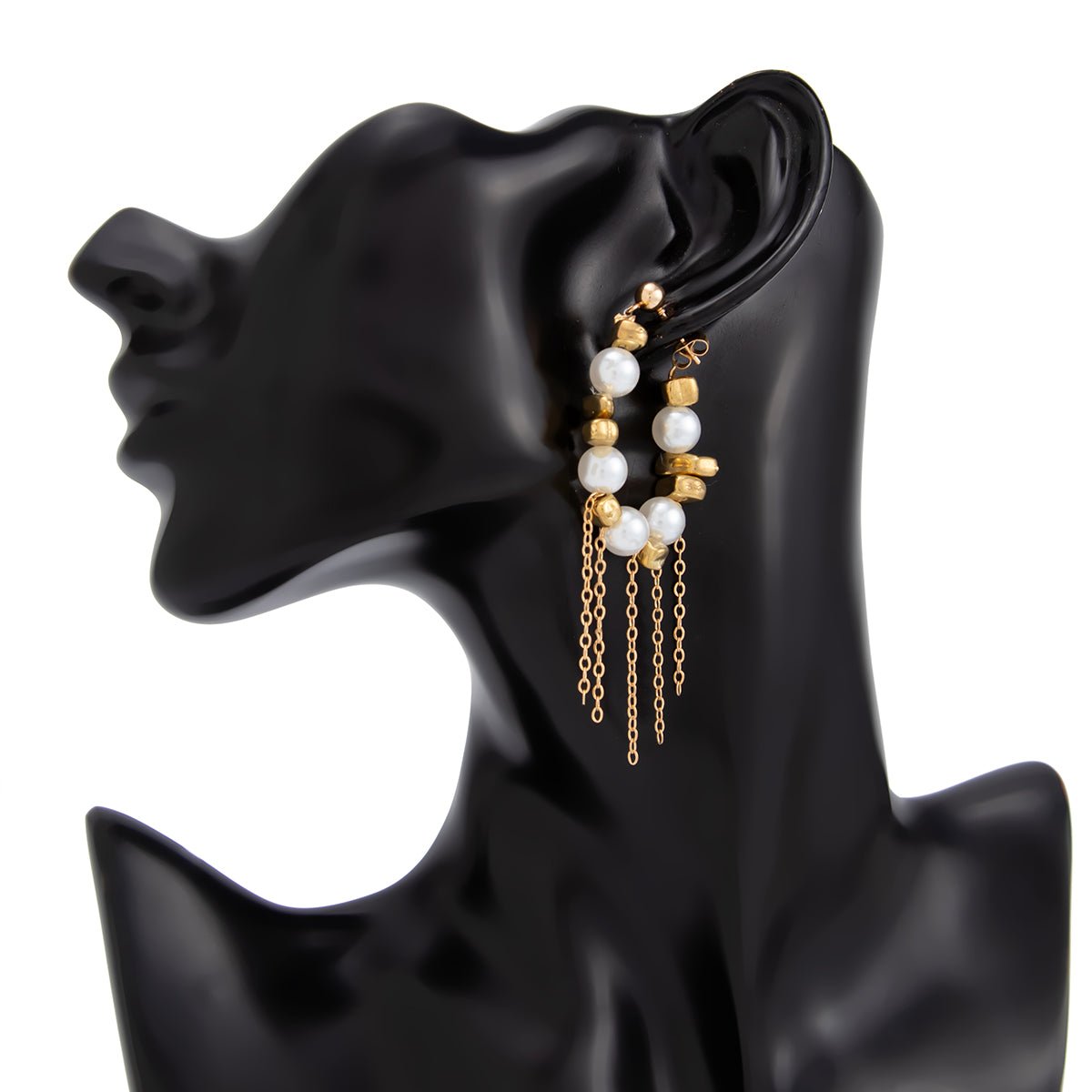 Newly Pearl Beaded Tassel Chain Earrings - ArtGalleryZen