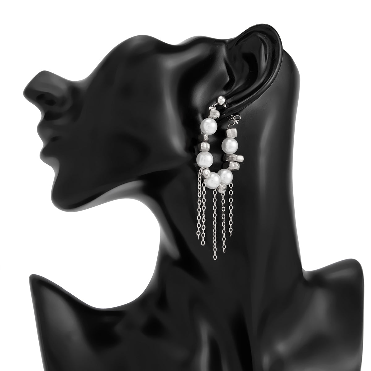 Newly Pearl Beaded Tassel Chain Earrings - ArtGalleryZen